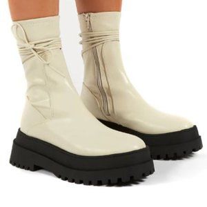 CHUNKY SOLE ANKLE WRAP BOOTS